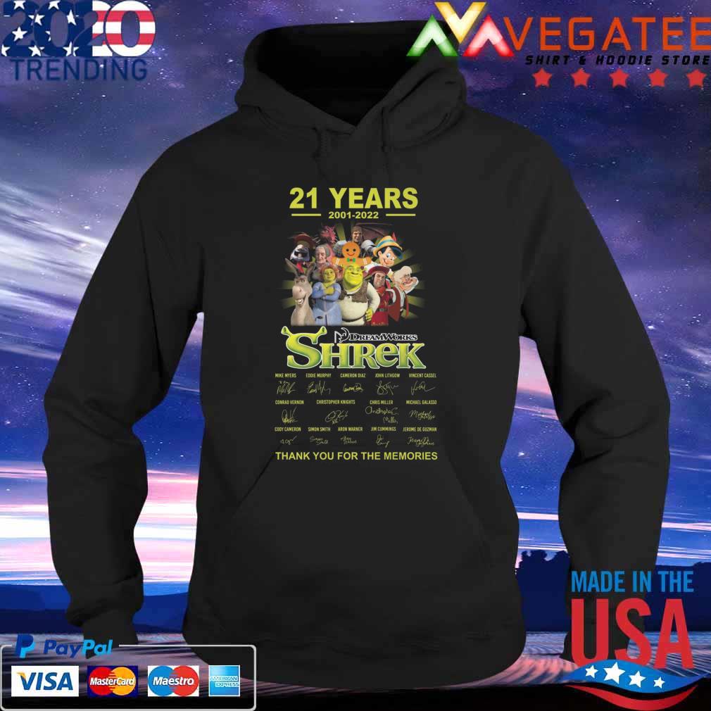 Dreamworks Shrek 21 years 2001-2022 thank you for the memories signatures s Hoodie