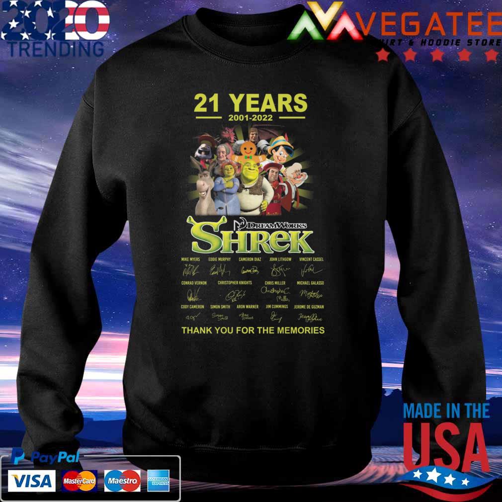 Dreamworks Shrek 21 years 2001-2022 thank you for the memories signatures s Sweatshirt