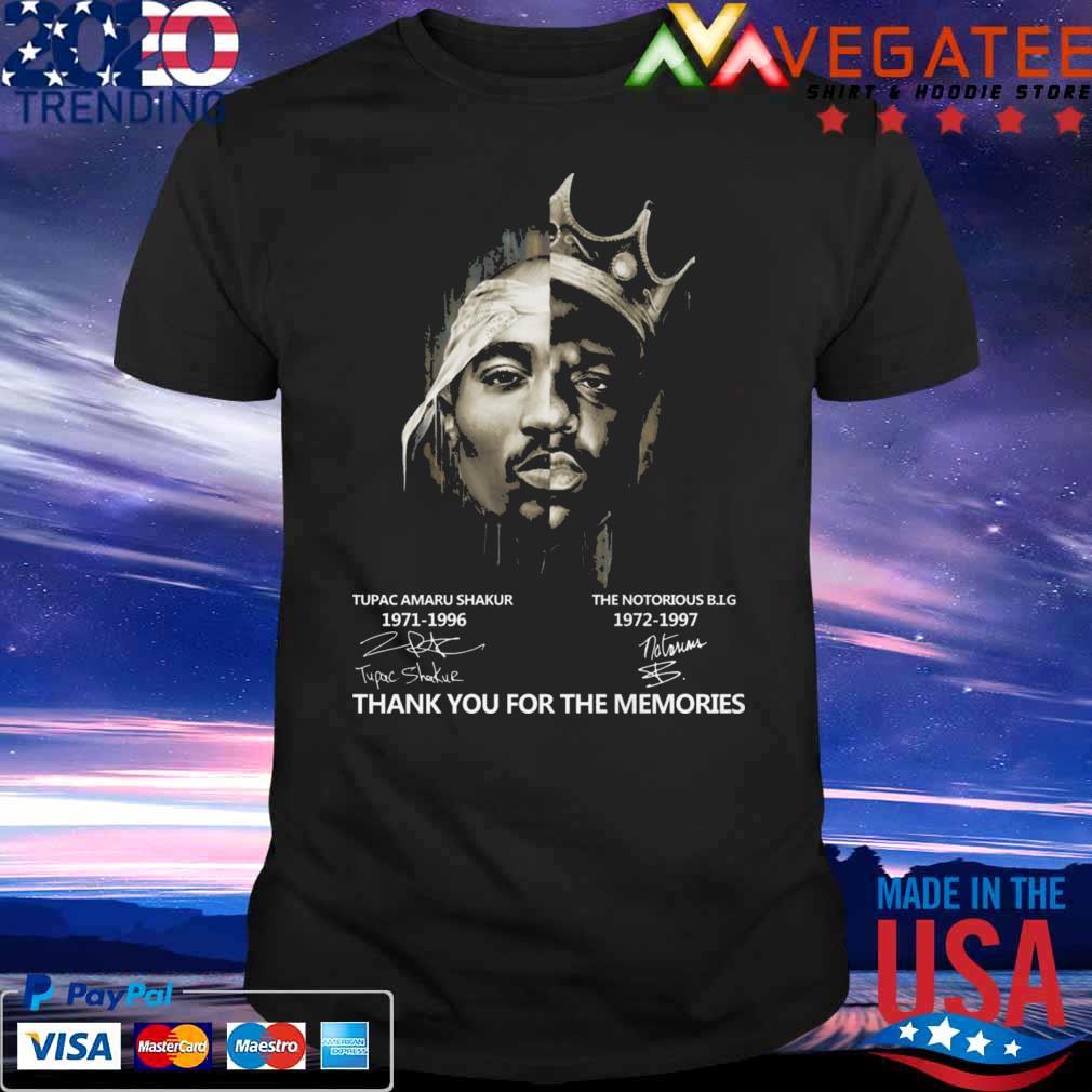 Tupac Amaru Shakur and The Notorious B.I.G thank you for the memories signatures shirt