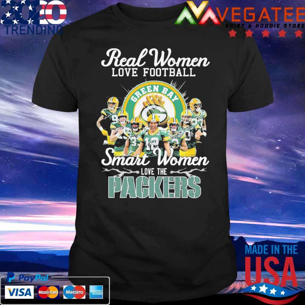 Official Real Women love football smart Women love the Green Bay Packers signatures shirt