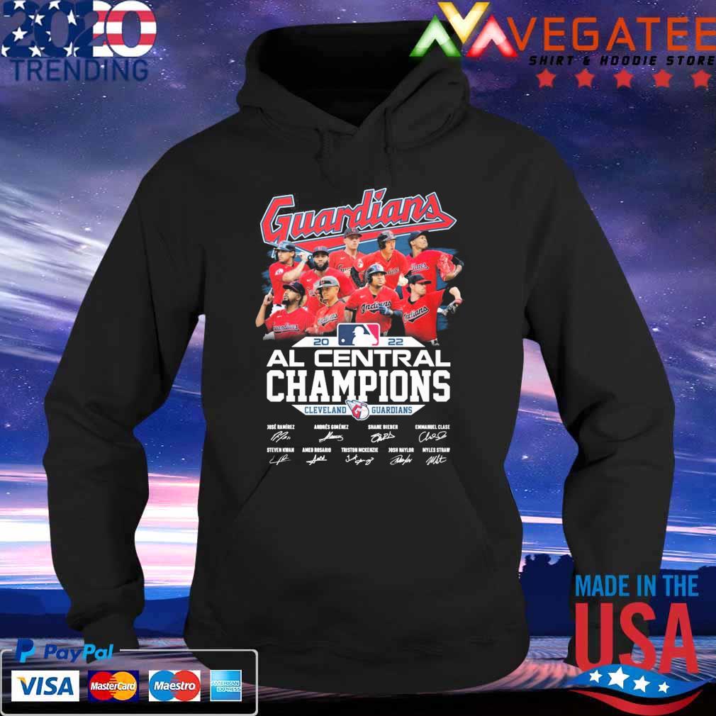 Cleveland Guardians MLB 2022 Al Central Division Champions signatures s Hoodie
