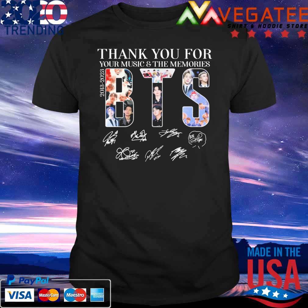 BTS 2013-2023 thank you for your Music and the memories signatures shirt
