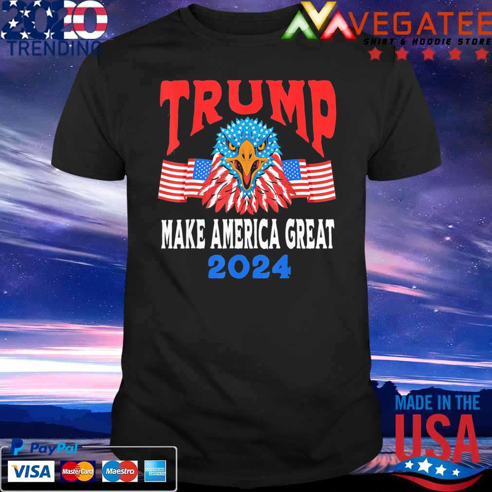 Trump 2024 T-Shirt Maga USA Republican American Flag Eagle T-Shirt