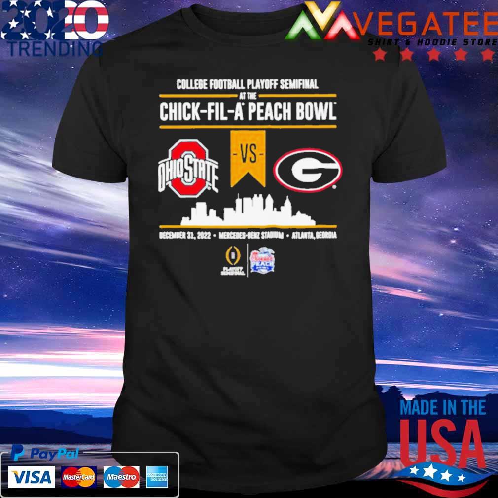 Ohio State vs Georgia Bulldogs 2022 College Football Playoff Peach Bowl Head to Head Black T-Shirt