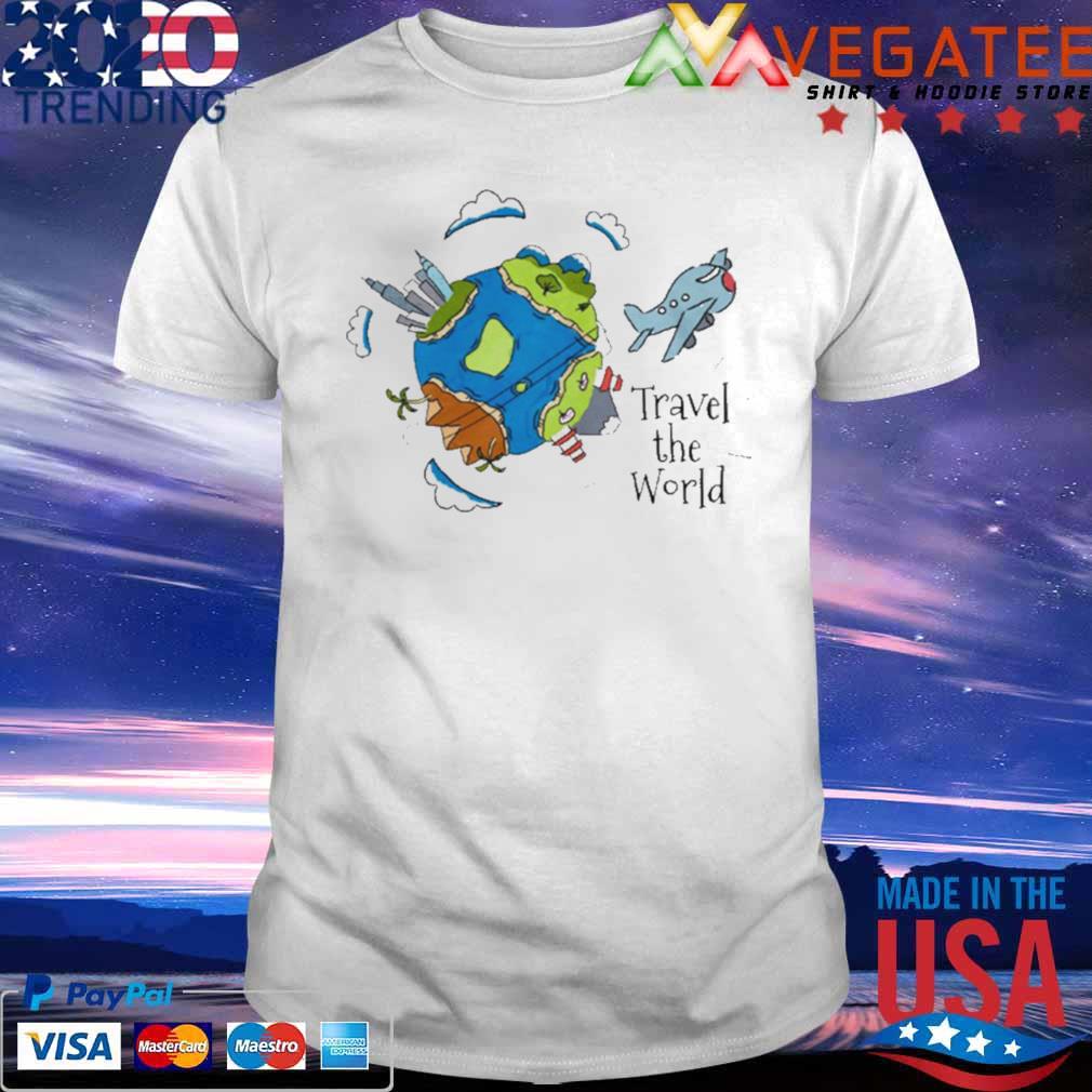 Watercolor World With Airplane To Travel The World shirt