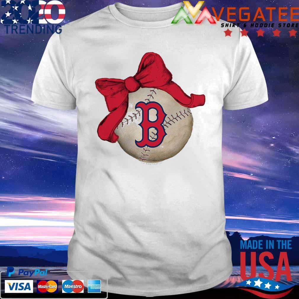 Toddler Boston Red Sox Tiny Turnip White Baseball Bow T-Shirt