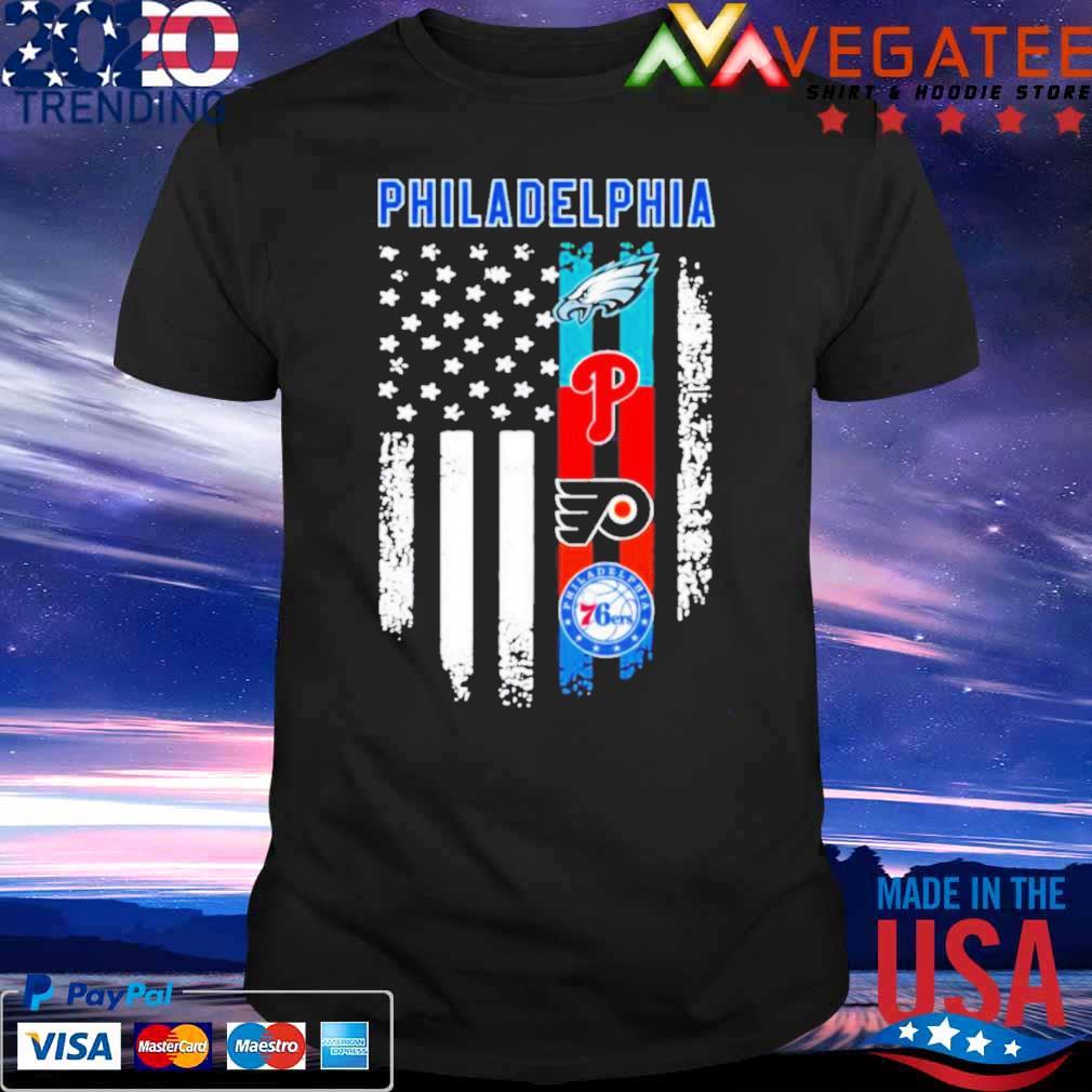 2023 philadelphia sport philadelphia eagles philadelphia phillies and philadelphia flyers American flag shirt