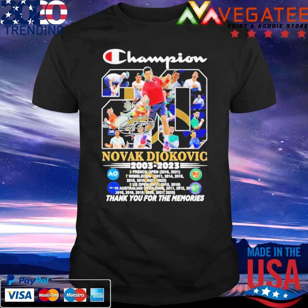 Champion Novak Djokovic 2003 2023 Thank You For The Memories Signature Shirt