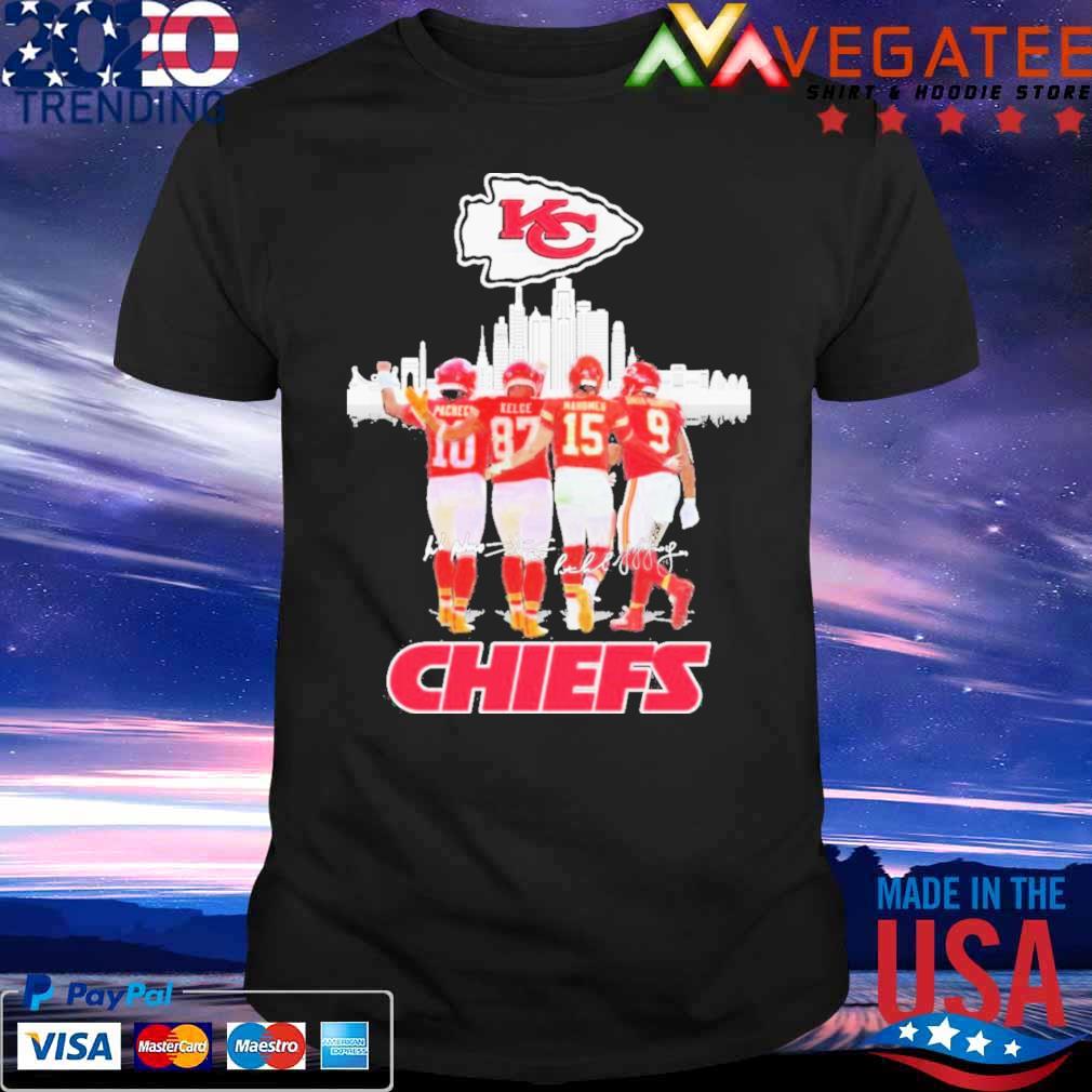 Super Bowl Lvii Kansas City Chiefs Pacheco Kelce Mahomes And Schuster Signatures Shirt