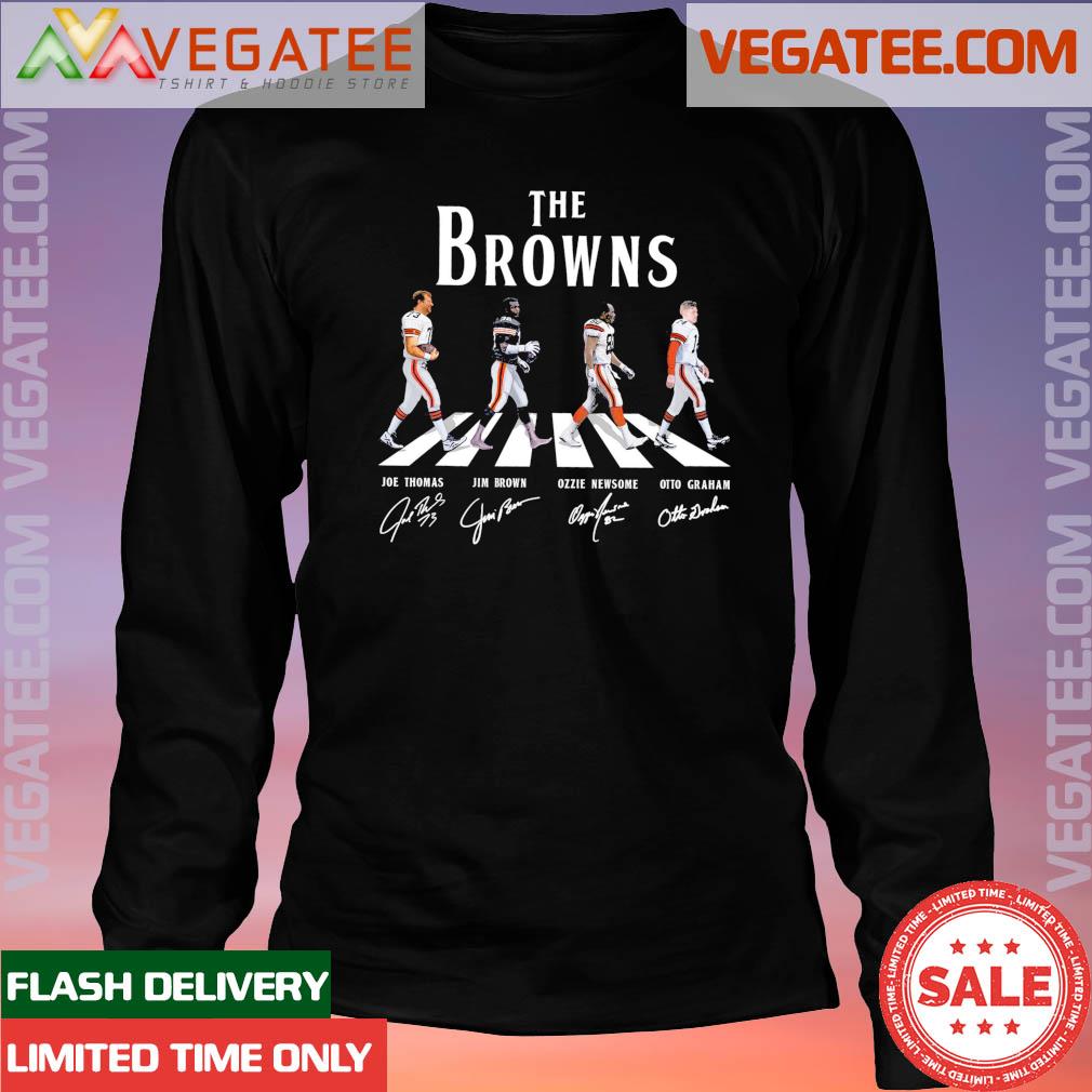 The Browns Joe Thomas, Jim Brown, Ozzie Newsome, And Otto Graham Abbey's  Road Signatures Shirt, hoodie, sweater, long sleeve and tank top
