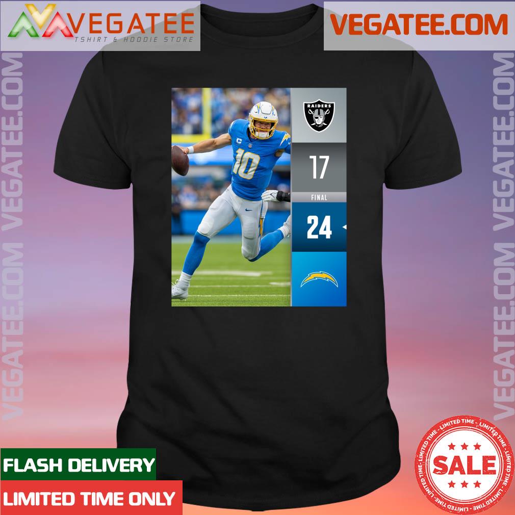 Official los Angeles Chargers 24 17 Las Vegas Raiders NFL 2023 Game Day Final Score Shirt